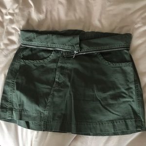 Army green zip skirt